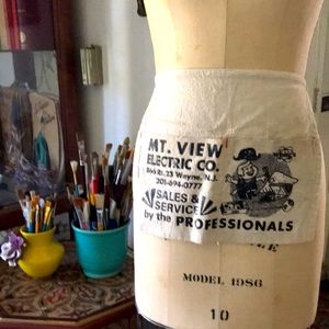 Vintage advertising carpenters apron. Mountain View electric, Wayne New Jersey